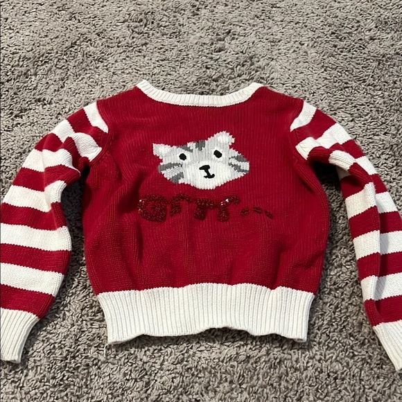 Gymboree Red & White Knit Cat Sweater with GRR Sequin Details - Picture 1 of 4